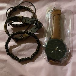 Sets Clock And Bracelets For Men