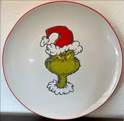 Dr. Seuss The GRINCH Who Stole Christmas Ceramic 10.5" Dinner Plate New! Set of 4