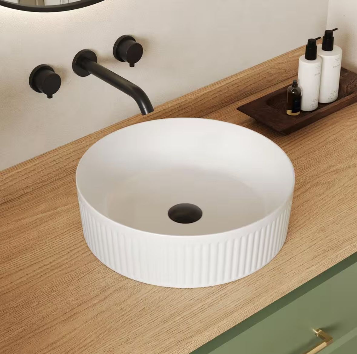 Deer valley Double Round Ceramic Bathroom Vessel Sink White