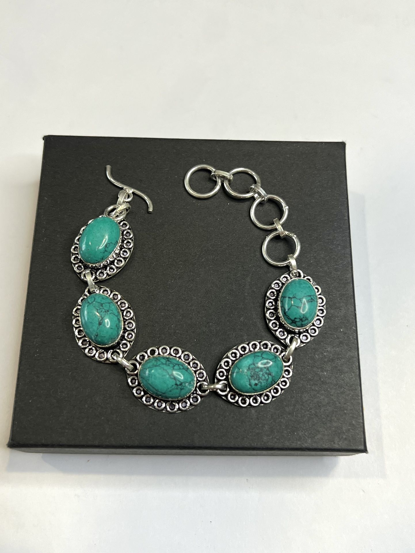 925 Sterling Silver handmade natural Malachite ladies bracelet size 7 1/4”