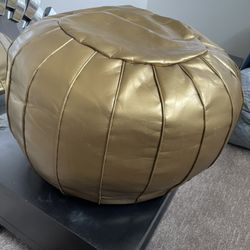 Gold Faux Leather Ottoman