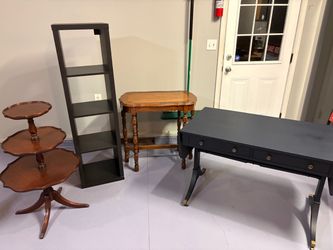Various tables and shelf unit