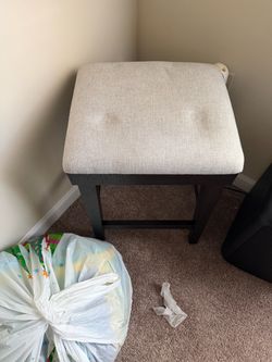 Dark wood table Upholstered Stool with Dark Wood Legs