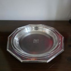 Silver-plated octagonal serving dish with Pyrex insert by Sheffield