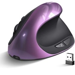 Ergonomic Mouse Wireless,Rechargeable Vertical Mouse Right Handed Small Mouse with 6 Buttons 3 Adjustable 800/1200/1600 DPI for Laptop,Desktop,PC, Mac