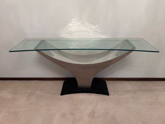 Unique Entry Table, Y Shaped Base, Glass Top