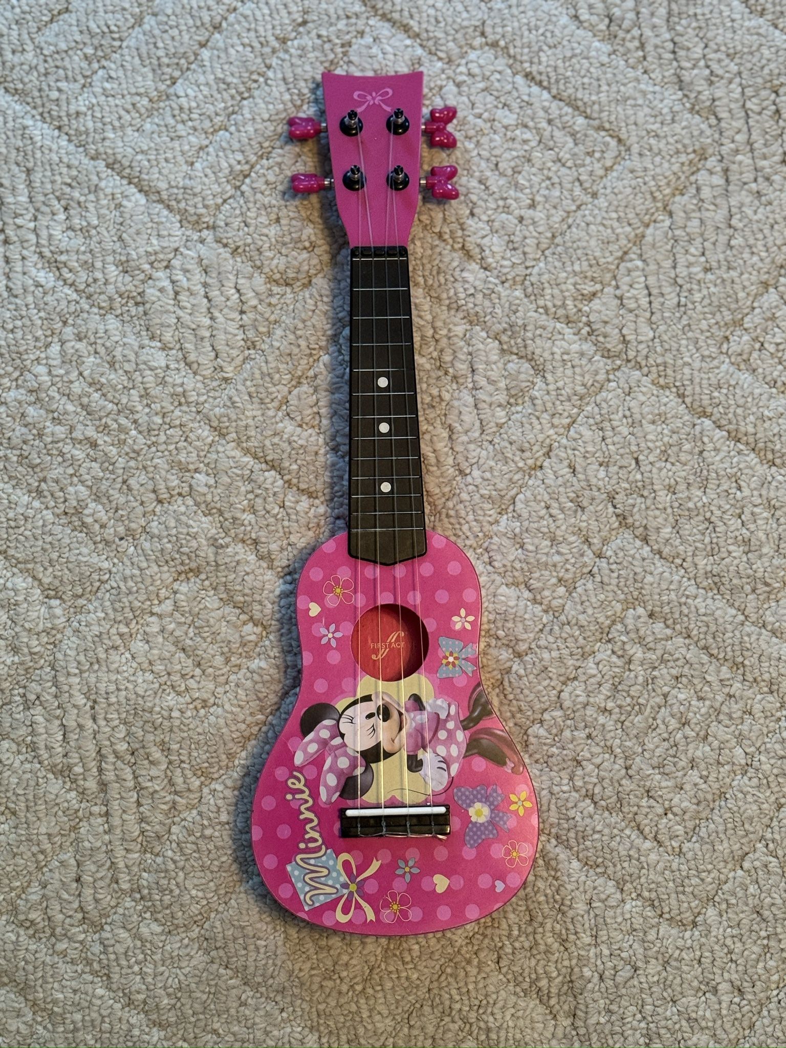 Disney Minnie Mouse Kids Guitar with Real Tuning Pegs and Strings for Learning Music