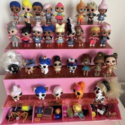 30+ LOL Surprise Dolls With Display Stand Carrying Cases