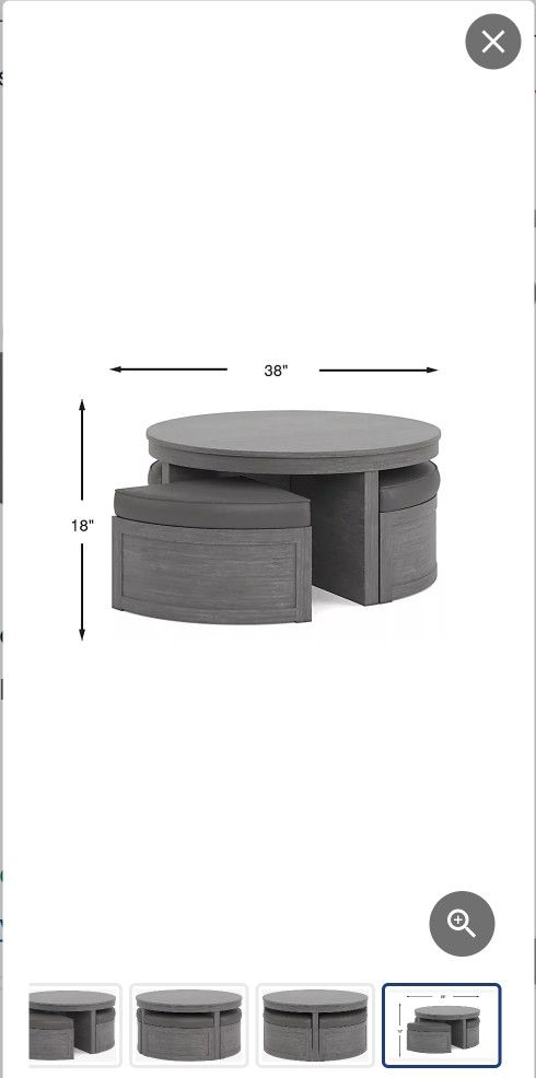 Coffee Table w/ 4 Ottoman & Storage