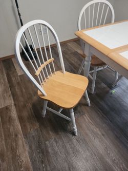 2 tone oak and white tile table retro