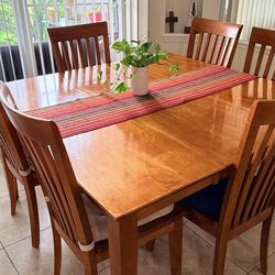 Wood Dining table with 6 chairs