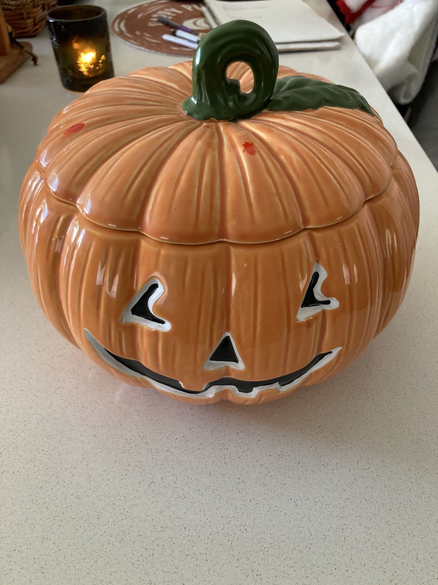 Used Vintage Pumpkin Jar With Lid
