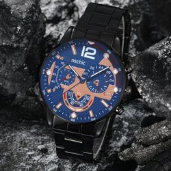 Stylish Men's Business Style Quartz Wrist Watch With Date Display & Elegant Dial