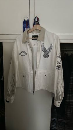 Darc Sport Harley-Davidson White Zip-Up Graphic Jacket Sz L