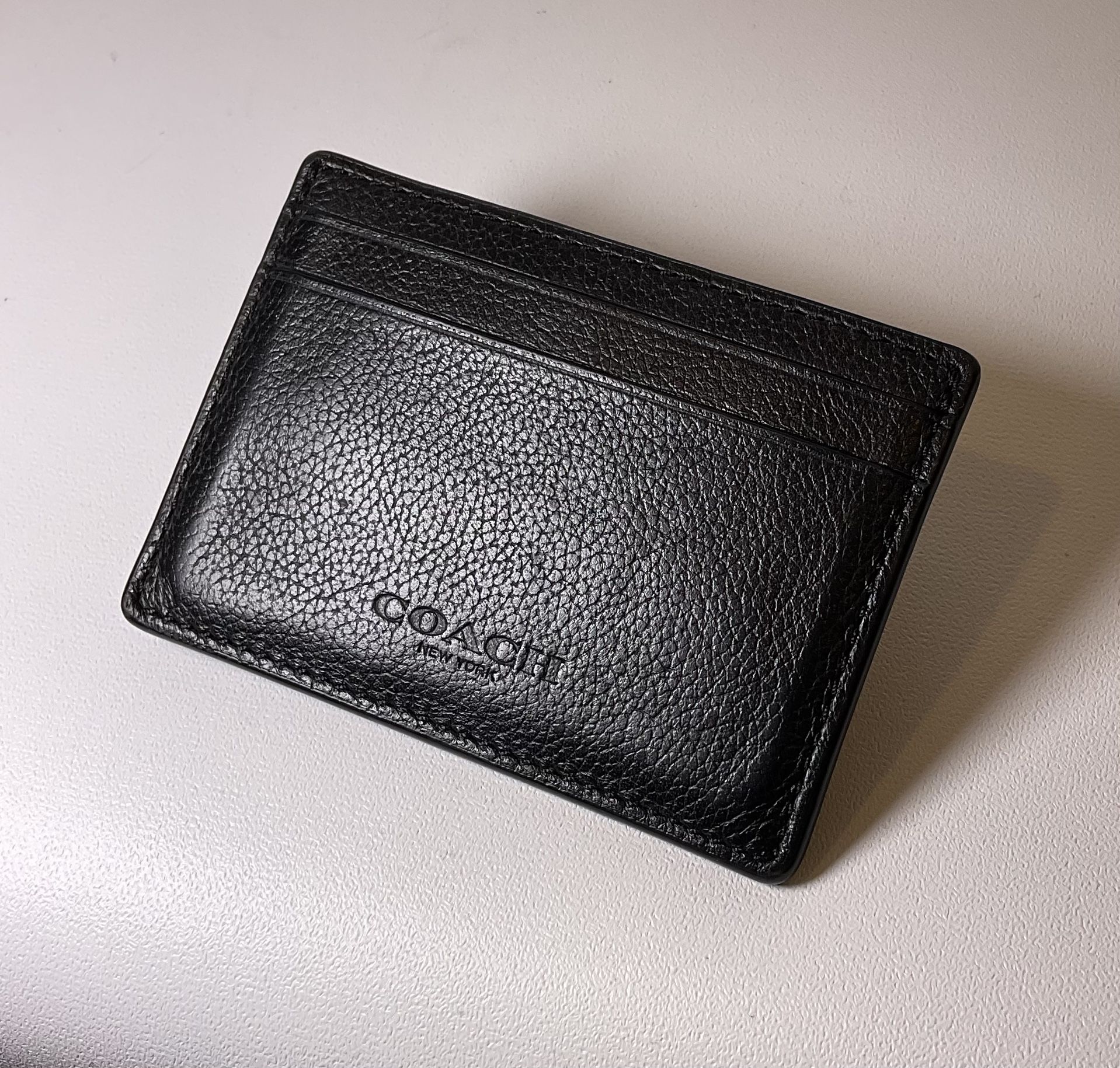 Coach Flat Card Case Leather With Money Clip on Back