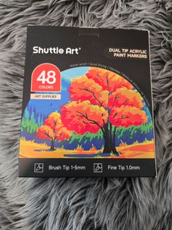 Shuttle Art 48-Color Dual Tip Acrylic Paint Markers