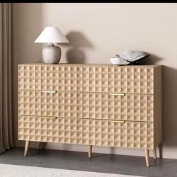 6 Drawer Dresser with Diamond Pattern,  Storage Cabinet TV Stand,  G-2