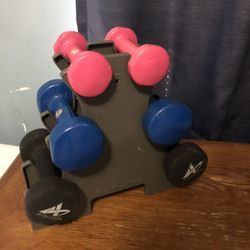 3 Sets Of Dumbbell Weights With Stand