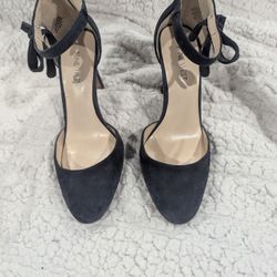 Nine West Suede Leather Navy Blue Pump Heel Size 5.5