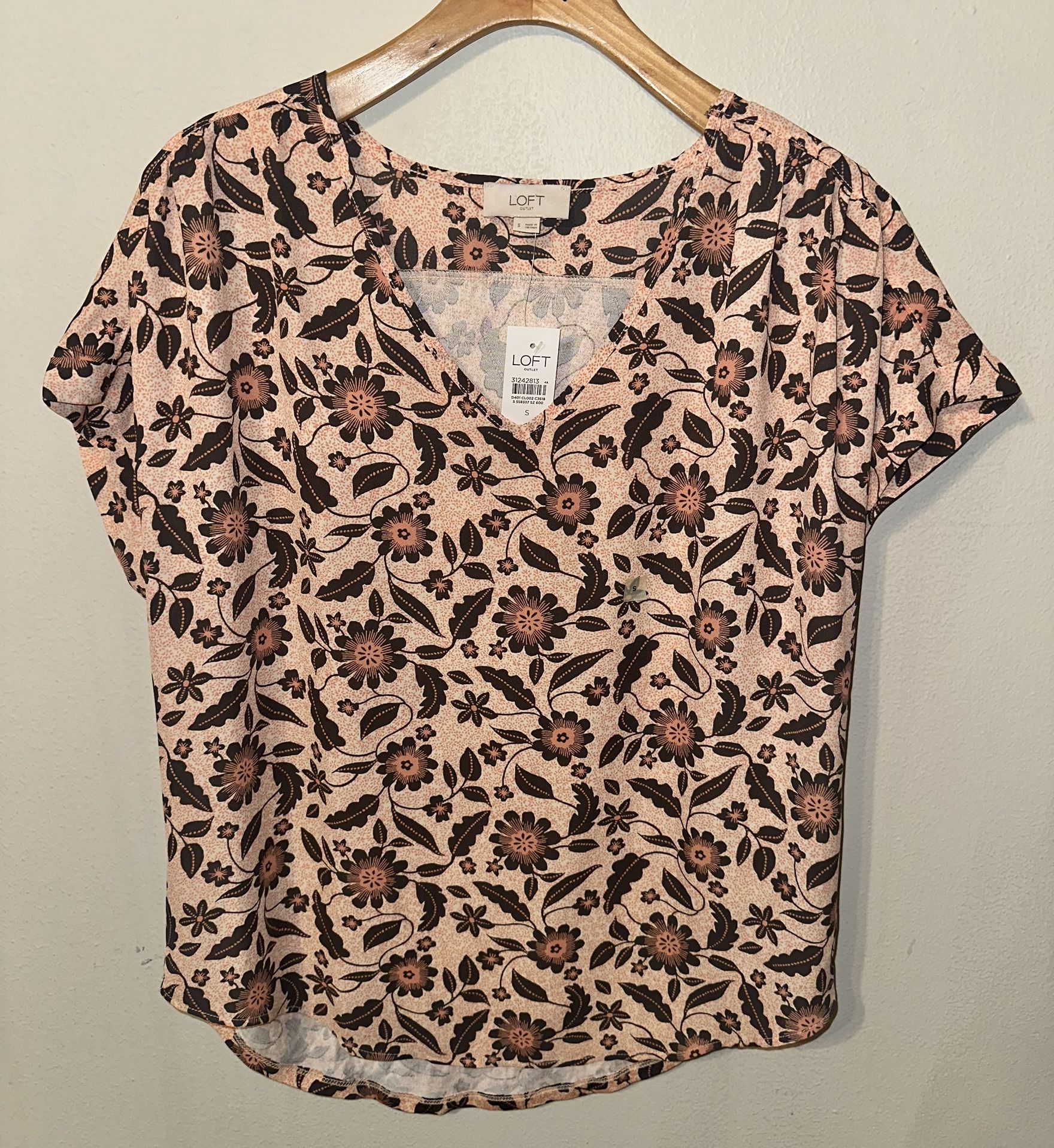 Floral Top Beige Brown NEW