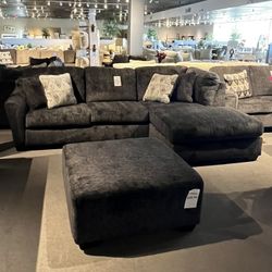 2pc Grey Chaise Sectional Couch
