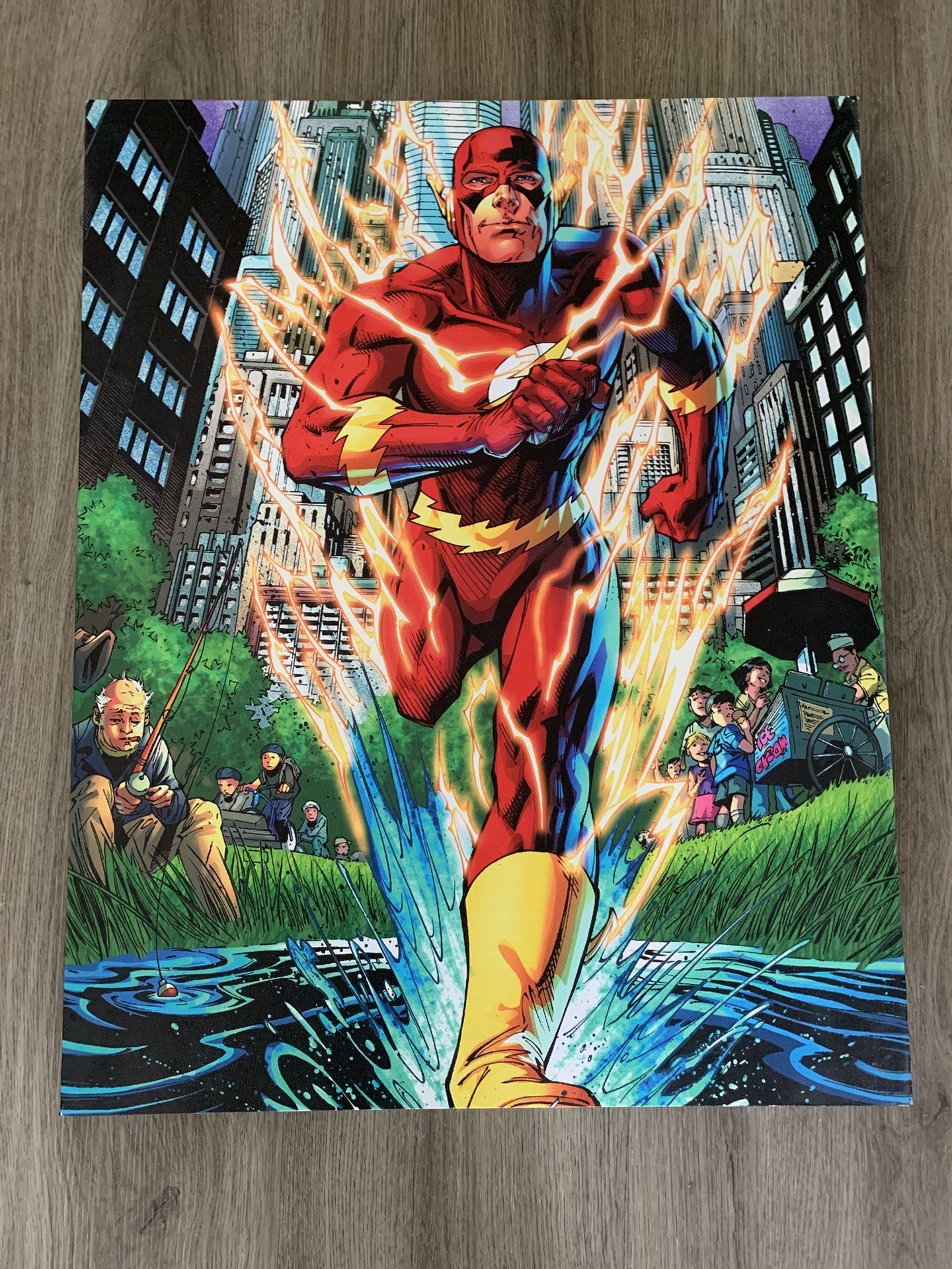 Pop Creations The Flash 16”x 20” Canvas Wood Frame Wall Prints Dc Comics