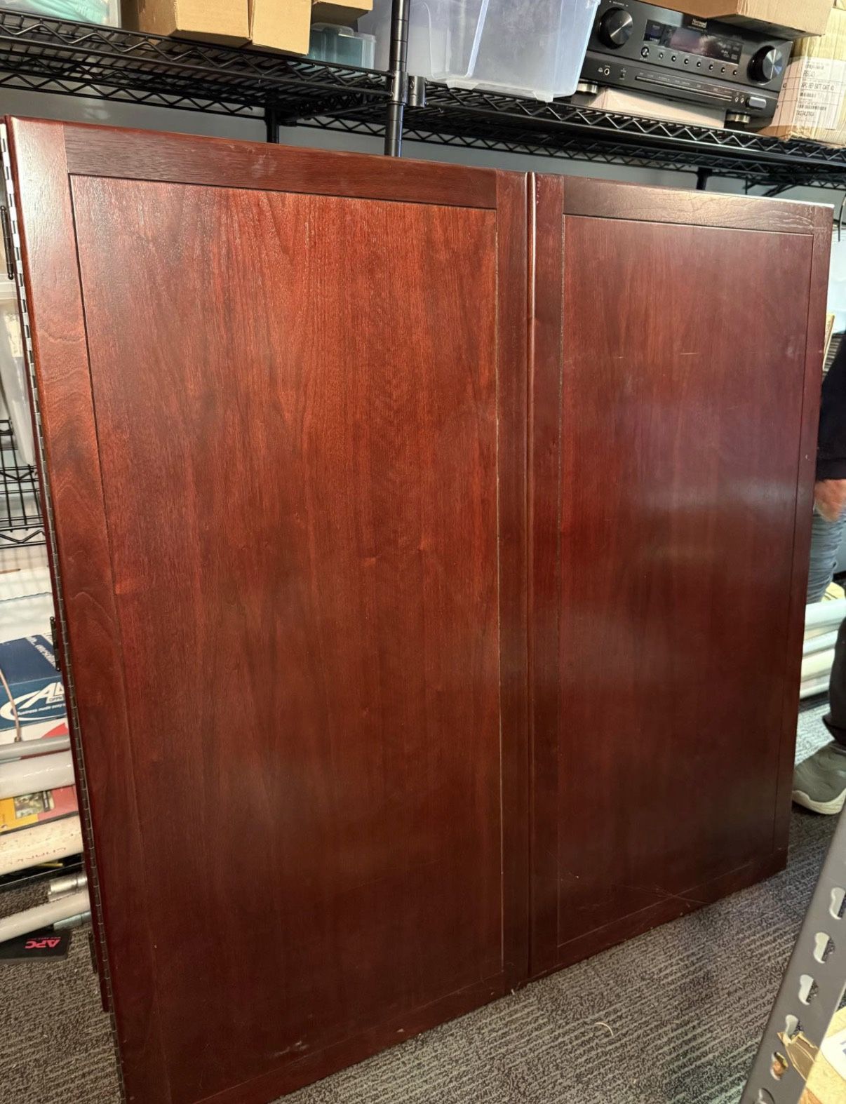 Enclosed Mahogany Cabinet Whiteboard