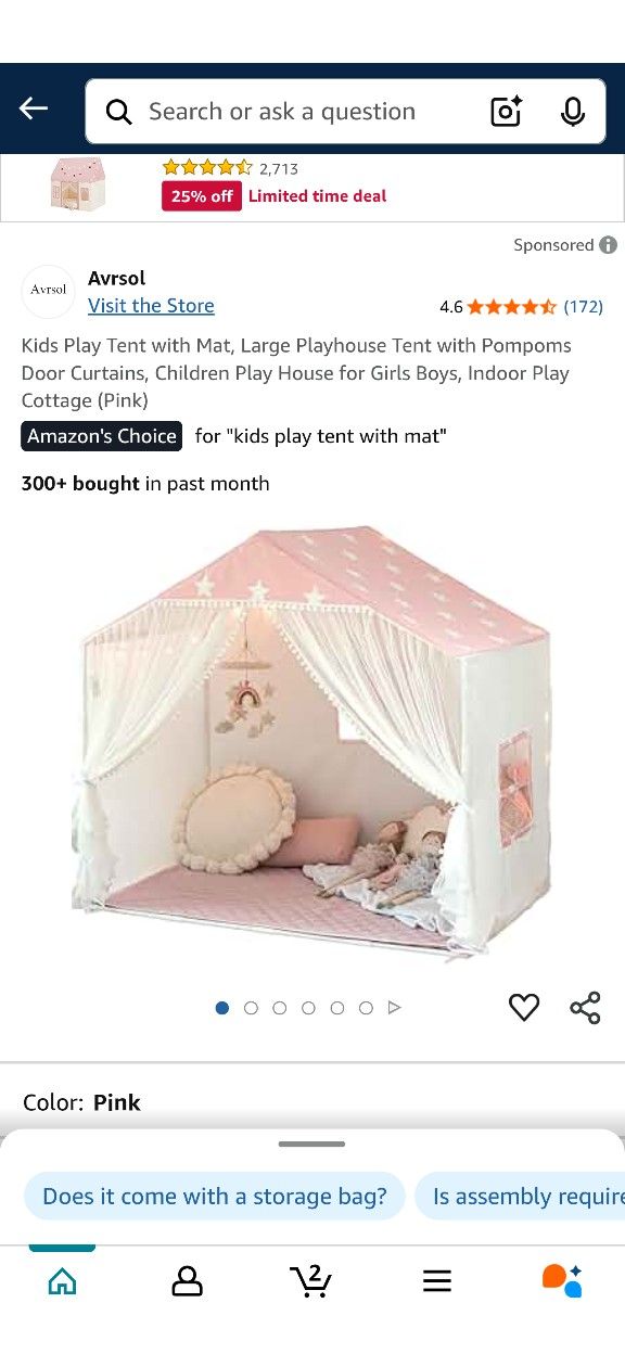 Pink Cottage Star Playhouse Tent