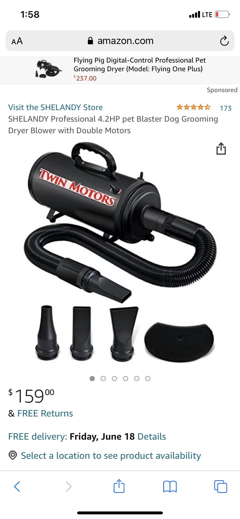 SHELANDY Professional 4.2HP pet Blaster Dog Grooming Dryer Blower with Double Motors