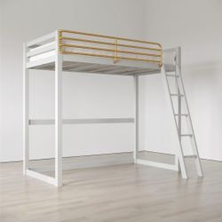 Monarch Hill Metal Loft Full Sized Bed Frame [White & Gold]