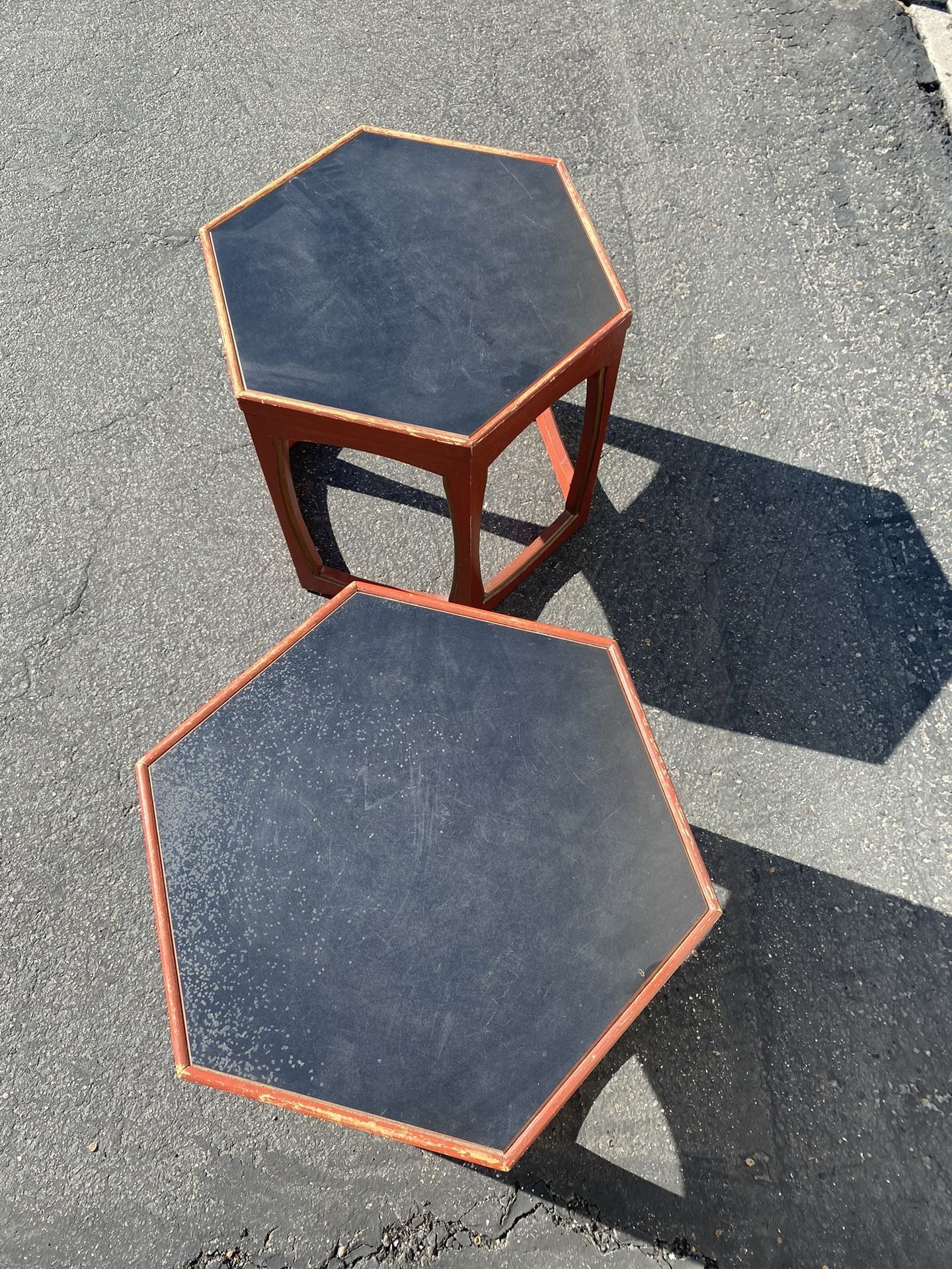  Pair of Mid-Century Hexagonal Side Tables