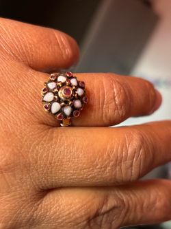 10 k woman ring, “opals & rubies “ vintage