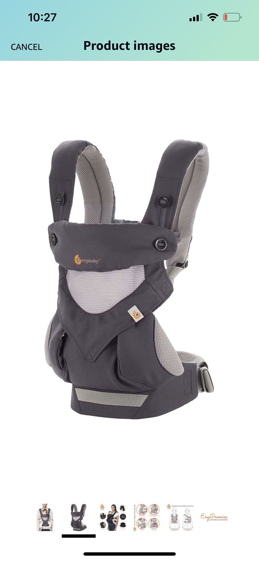 Carbon Grey 360 Mesh Ergo ERGObaby 360 Cool Air Carrier, Carbon