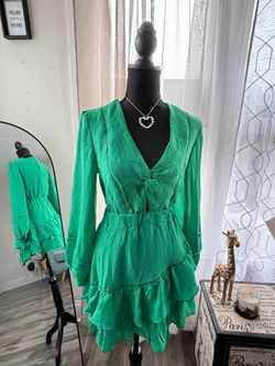Emerald Green Ruffle Mini Dress