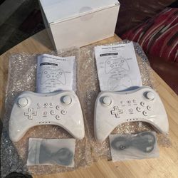 New Two (2) Wireless Pro Controller for Nintendo Wii U Gamepad Console; Color White
