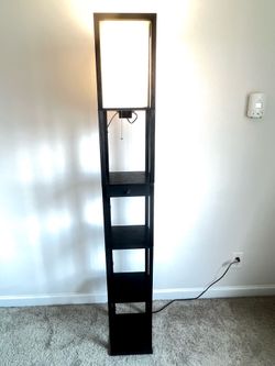 Black Floor Lamp with Shelves