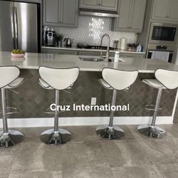 New 4 White Bar Stools 