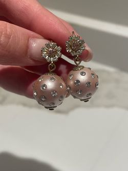 Betsey Johnson pink pearl earrings with crystal flower
