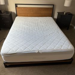 Queen Platform Bed Frame w/ Wood Headboard (Mattress Included)