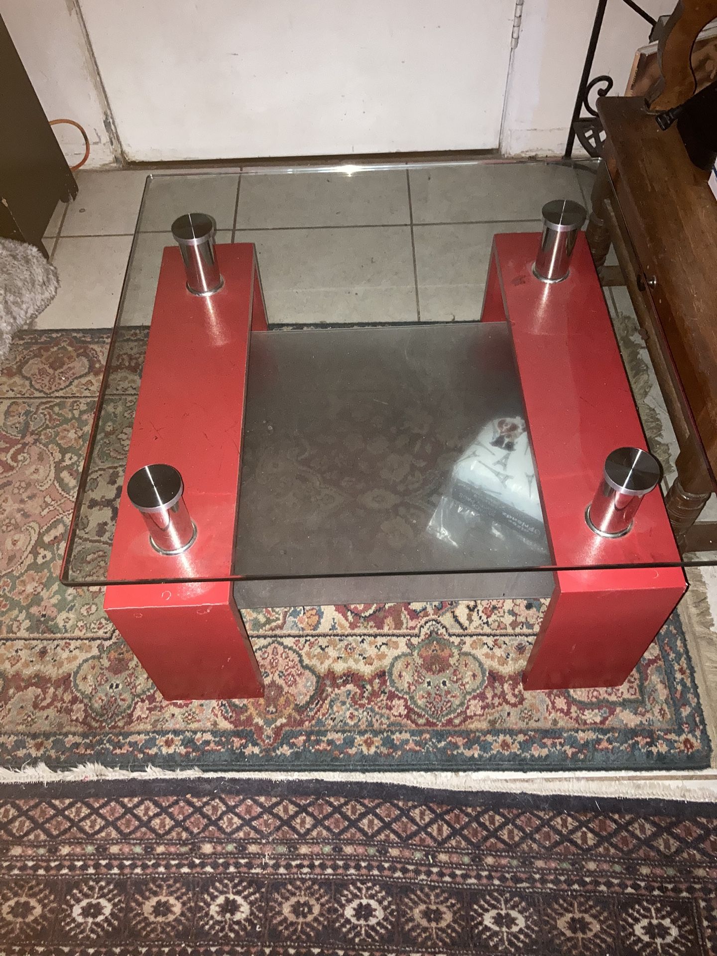 Chrome and Glass Square Table FREE