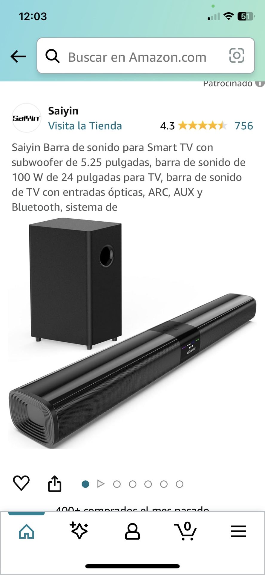 Saiyin Barra de sonido para Smart TV con subwoofer de 5.25 pulgadas, barra de sonido de 100 W de 24 pulgadas para TV, barra de sonido de TV con entrad
