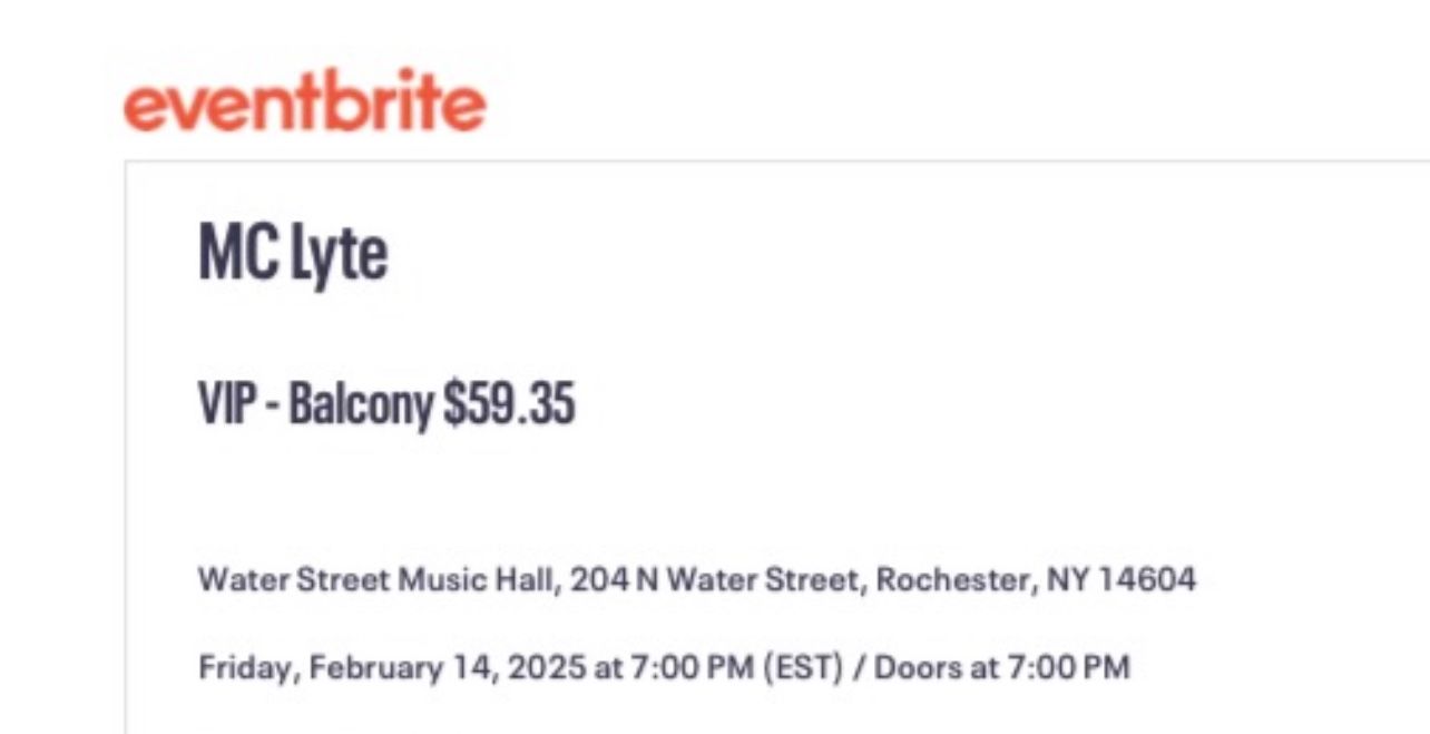 2 VIP MC LYTE TICKETS, Valentine’s Day’s 7pm Water Street Music Hall