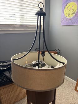 Drum Shade Chandelier with Black Metal Frame