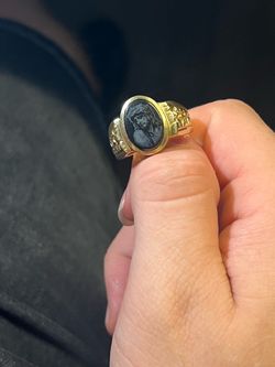 Gold-Tone Ring with Jesus Cameo Stone