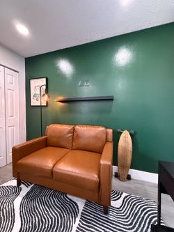 Modern Faux Leather Loveseat – Like New