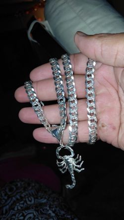 Diamond cut cuban silver chain