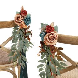 Ling's Moment  7 Pieces Artificial Chair Decorations for Wedding Aisle, Chair Back, Floral Decoration