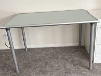 Ikea Vika Lauri Table (frosted Glass) 47”x31”With 4 Adils Legs