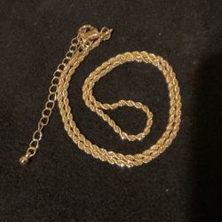 20” Gold Plated Rope Necklace With Extension 