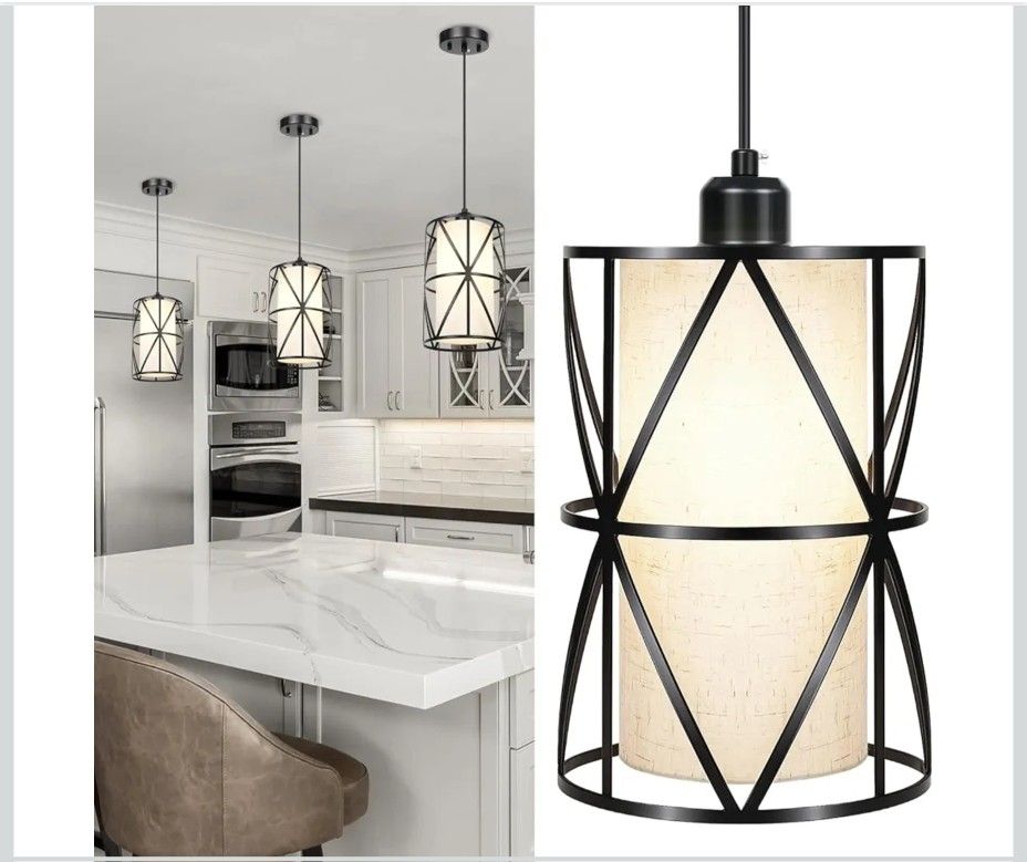 7"×10" Matte Black Pendant Light, Adjustable - New In Box